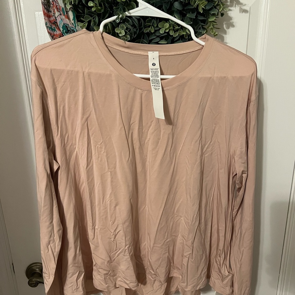NWT Lululemon Modal Relaxed Fit Lounge Long Sleeve Size 8 Misty Shell MYSH